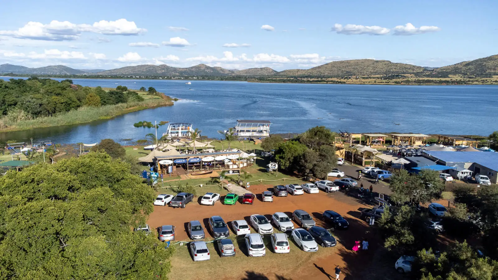Harties Harbour from the air, with the parking, beach and jetty